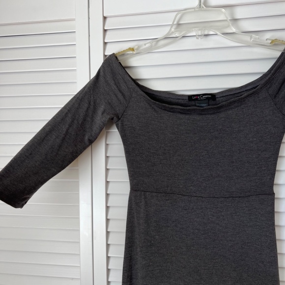 Love Cameron off the shoulders empire waist dark grey long dress size S - Picture 3 of 12